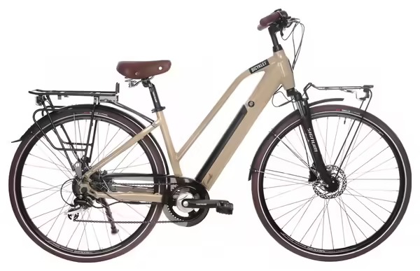 Bicicleta eléctrica de ciudad Bicyklet Camille Shimano Acera/Altus 8V 504 Wh 700 mm Beige Marfil