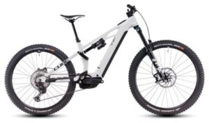 MTB eléctrica de doble suspensión Cube Stereo Hybrid One77 HPC SLX 800 Shimano Deore XT 12V 800 Wh 29''/27.5'' Beige Desert Stone Verde 2025