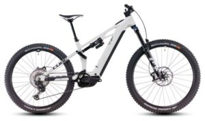 MTB eléctrica de doble suspensión Cube Stereo Hybrid One77 HPC SLX 800 Shimano Deore XT 12V 800 Wh 29''/27.5'' Beige Desert Stone Verde 2025