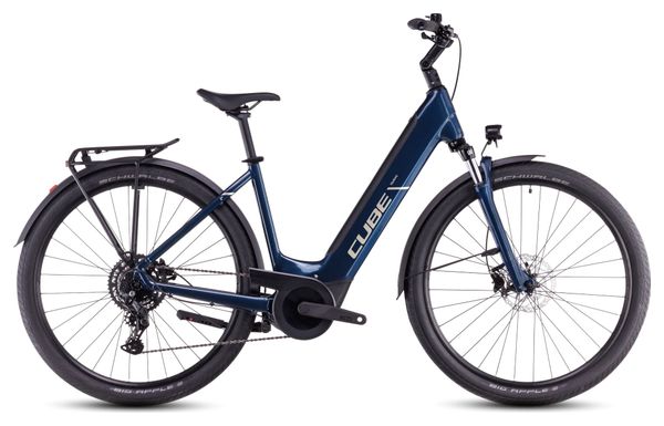 Bicicleta híbrida eléctrica Cube Touring Hybrid One 625 Easy Entry Shimano Cues 9V 625 Wh 700 mm Azul Deep Sea 2025