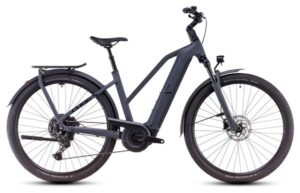 Bicicleta híbrida eléctrica Cube Kathmandu Hybrid One 800 Trapeze Shimano Cues 10V 800 Wh 700 mm Gris Shadow 2025