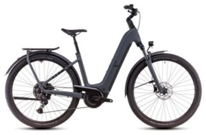 Bicicleta híbrida eléctrica Cube Kathmandu Hybrid One 800 Easy Entry Shimano Cues 10V 800 Wh 700 mm Gris Shadow 2025