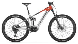 MTB eléctrica de doble suspensión Mondraker Crafty R Sram GX/NX Eagle 12V 750 Wh 29'' Plata Rojo Flame 2024