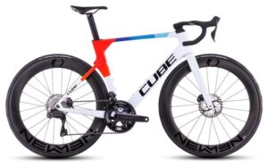Bicicleta de carretera Cube Litening Aero C:68X Race Shimano Ultegra Di2 12V 700 mm Blanco Azul Rojo Teamline 2025