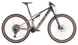 MTB eléctrica de doble suspensión BMC Fourstroke AMP LT Two Sram GX/NX Eagle 12V 360 Wh 29'' Bordeaux Beige Sand 2024