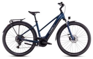 Bicicleta híbrida eléctrica Cube Touring Hybrid One 625 Trapeze Shimano Cues 9V 625 Wh 700 mm Azul Deep Sea 2025