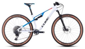 MTB de doble suspensión Cube AMS Zero99 C:68X SLX 29 Sram GX Eagle AXS 12V 29'' Blanco Azul Teamline